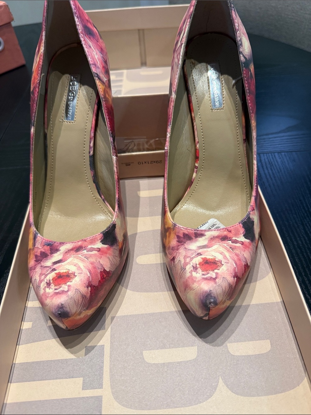 BCBGeneration Pink Floral Pointed-Toe Pumps